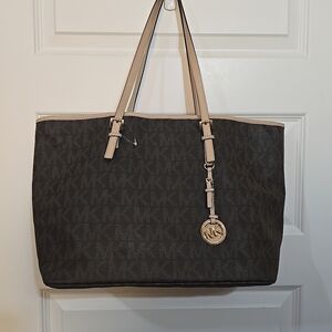 Michael Kors Brown and Tan Signature Tote Bag